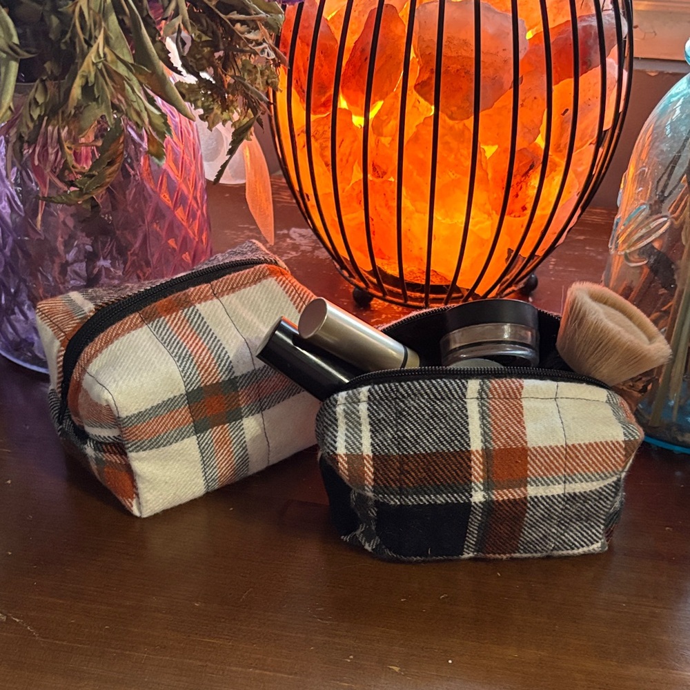 Mini Plaid Cosmetic Bag